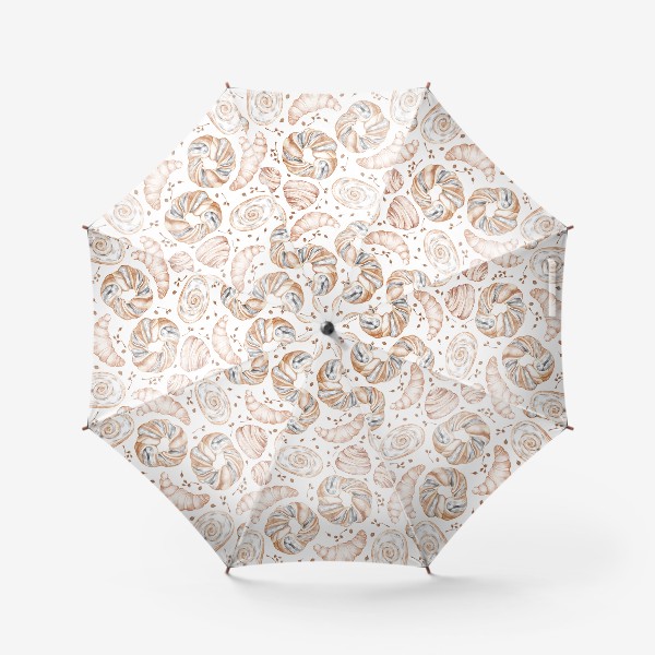 Зонт &laquo;Акварельный нарисованный вручную бесшовный фон с яркими иллюстрациями хлебобулочных мучных изделий. Сладкая выпечка&raquo;