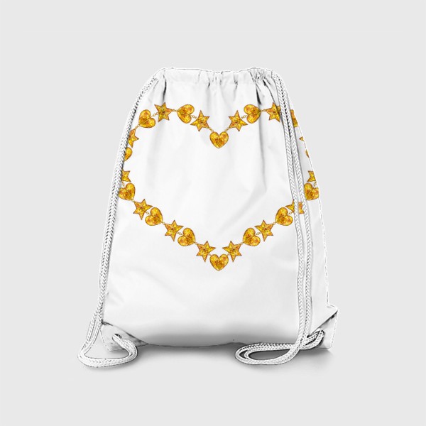 Рюкзак «Ожерелье - золотое сердце. Подарок на День Святого Валентина. Голда.»