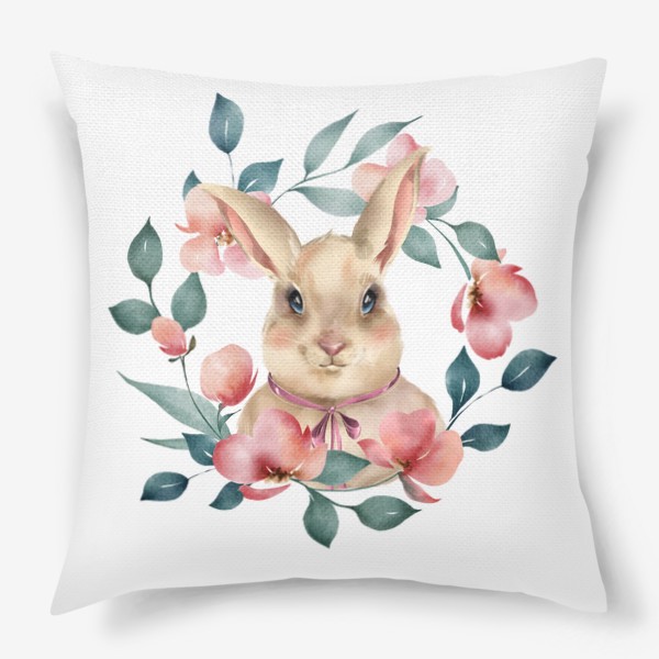 Подушка «Кролик в цветочном венке»