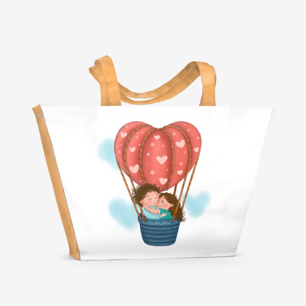 Пляжная сумка «Влюбленные на воздушном шаре»