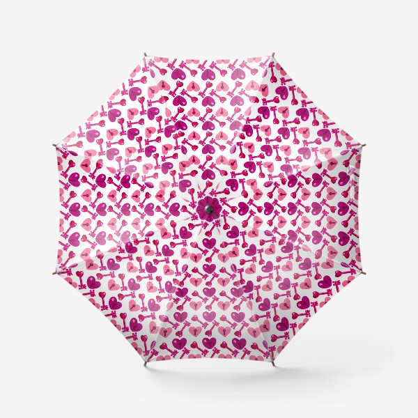 Зонт «Паттерн на 14 февраля сердечки и ключики»