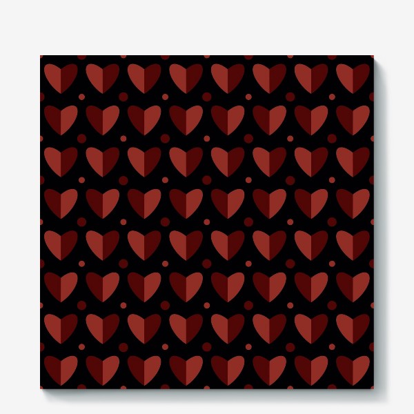 Холст «Сердца или сердечки на чёрном фоне Принт с сердцами в подарок для влюбленных»