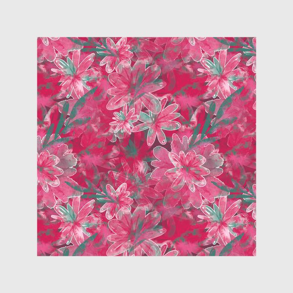 Скатерть «Цветочный розовый паттерн Маджента цветы»