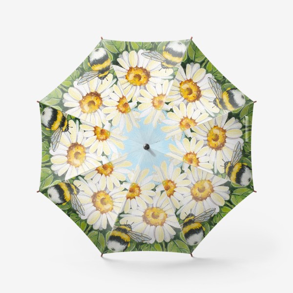Зонт «Пушистый шмель и цветы»