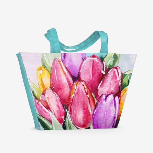 Пляжная сумка &laquo;Букет с тюльпанами&raquo;