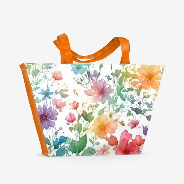 Пляжная сумка «Акварельный цветочный паттерн»