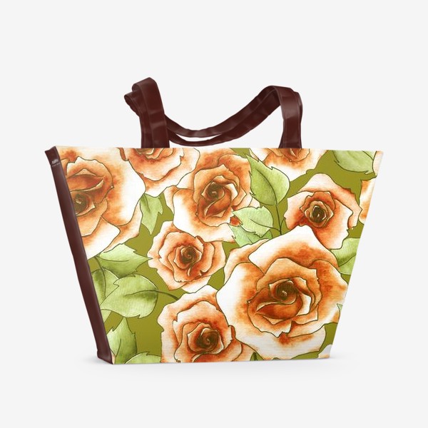 Пляжная сумка «Паттерн "Розы на зеленом"»