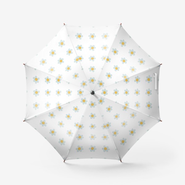 Зонт «Ромашки. Узор с полевыми цветами на белом фоне»