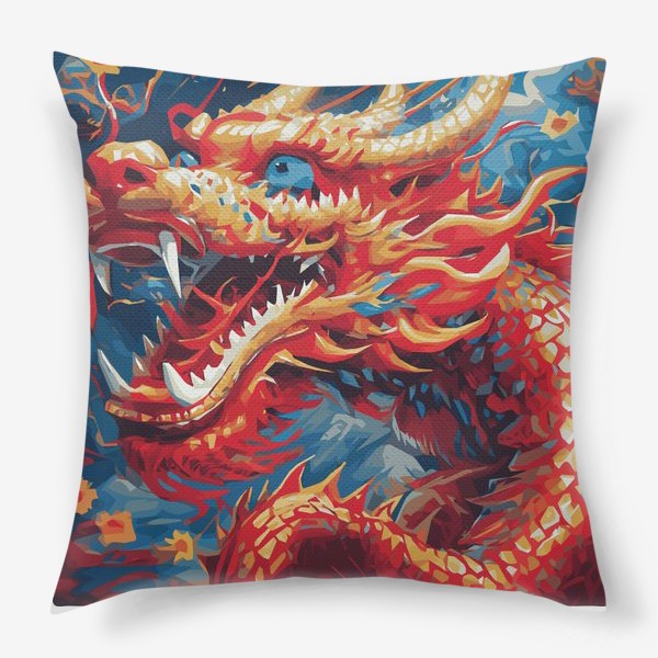 Подушка «дракон красный с синим»