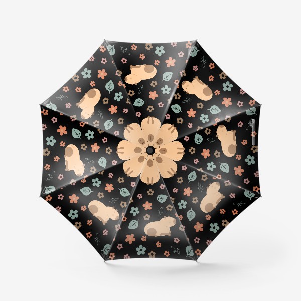 Зонт «Милые капибары и цветы»
