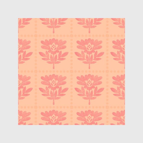 Скатерть «Геометрические цветы и точки Персиковый пух цвет Peach Fuzz Индийский орнамент »