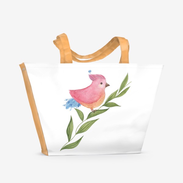 Пляжная сумка «Птица на веточке»