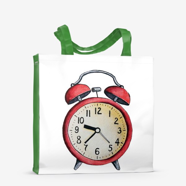 Сумка-шоппер &laquo;Красный будильник, часы, время&raquo;
