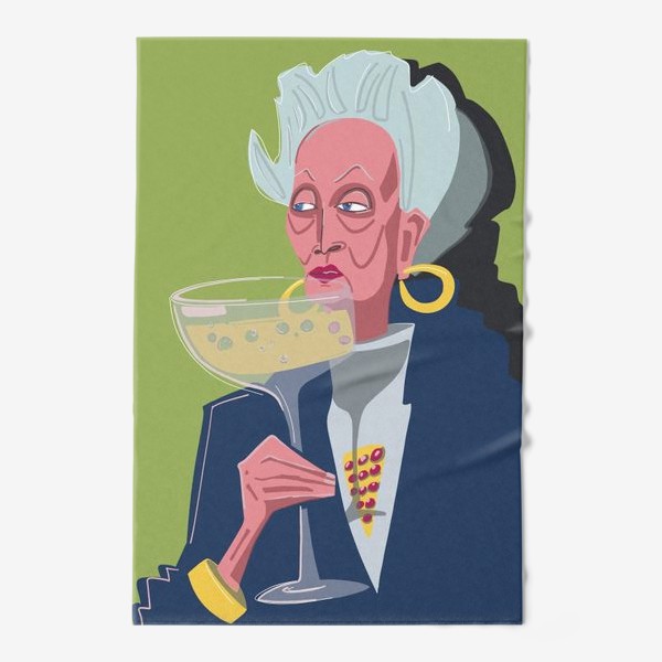 Полотенце «Пожилая женщина с шампанским »