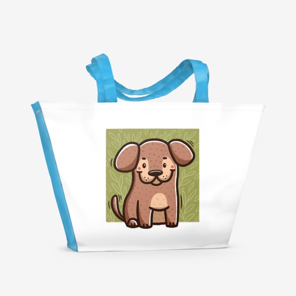Пляжная сумка «Милый щенок на фоне веточек. Подарок любителю собак»