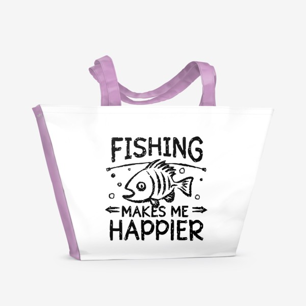Пляжная сумка «Рыбалка делает меня счастливее»