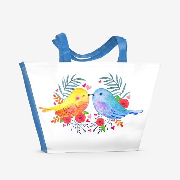 Пляжная сумка «Птицы с цветами»