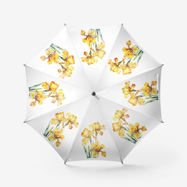 Зонт «Желтые болотные ирисы, акварель»