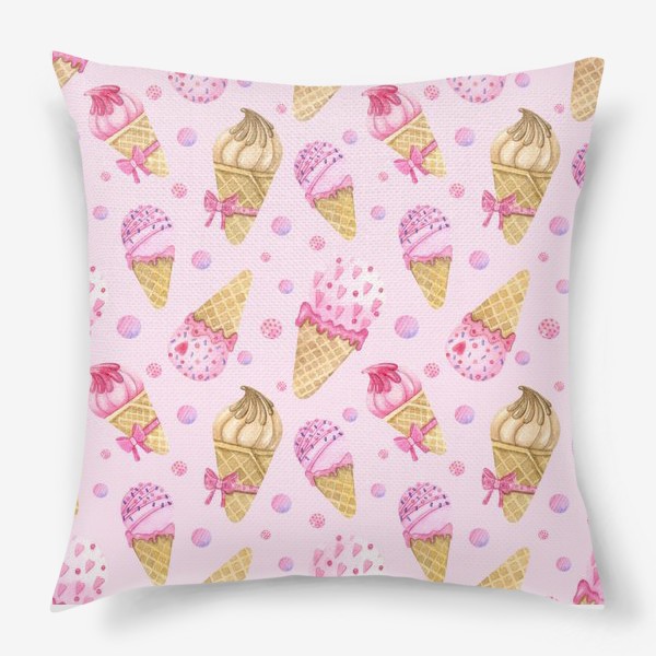 Подушка «Sweets pattern. Розовое мороженое. Принт»