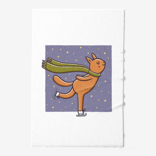 Полотенце «Кот в шарфе на коньках. Фигурное катание. Фигурист»