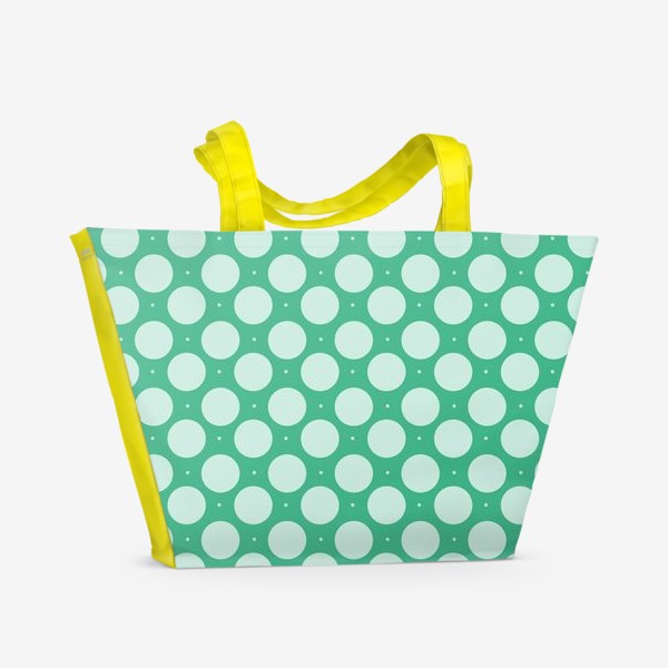 Пляжная сумка «Бесшовный узор, горошек на зелёном фоне»