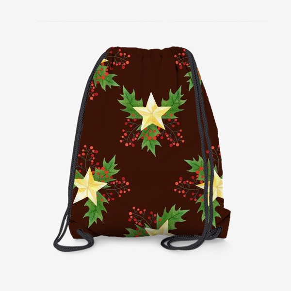 Рюкзак «Рождественский паттерн с золотыми звездами»