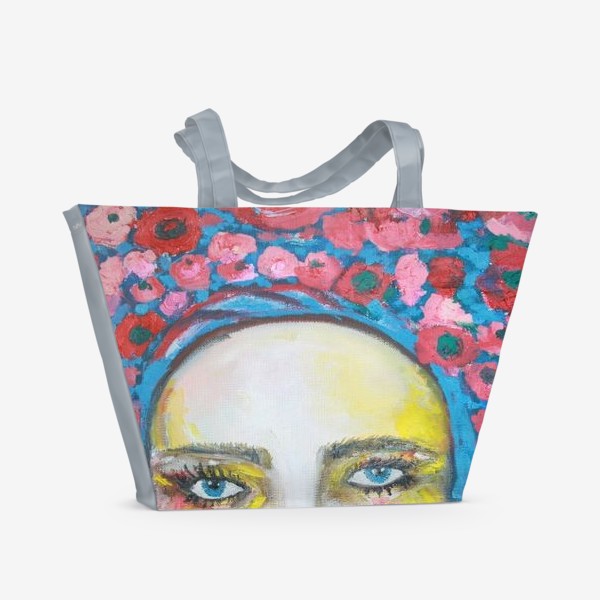 Пляжная сумка «Девушка с маками в волосах»