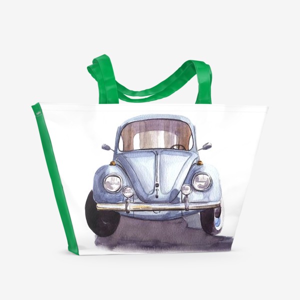 Пляжная сумка «Голубой ретро-автомобиль»
