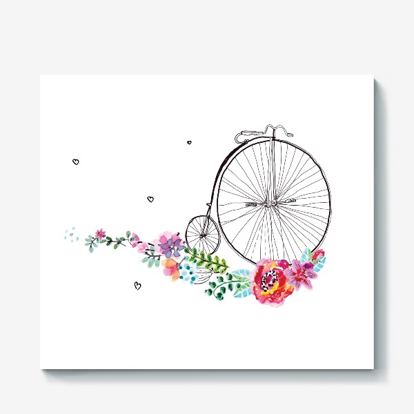 Холст «Велосипед с цветами»
