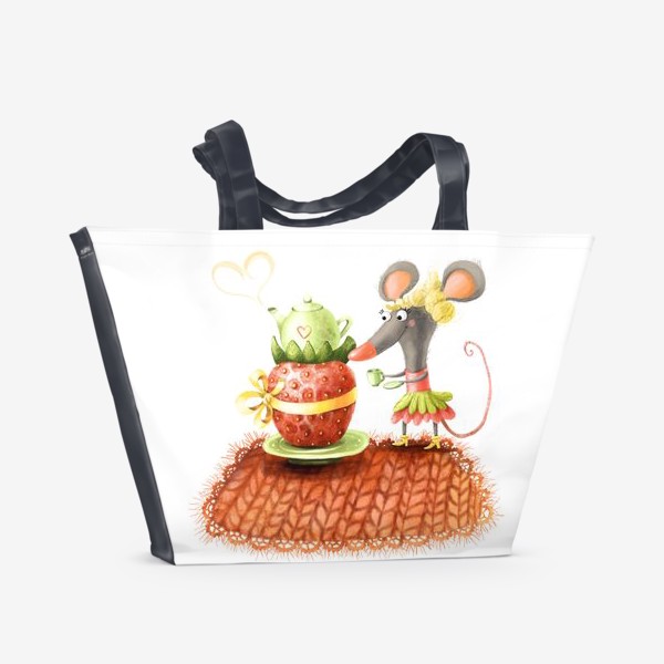 Пляжная сумка «Мышка и чаепитие»