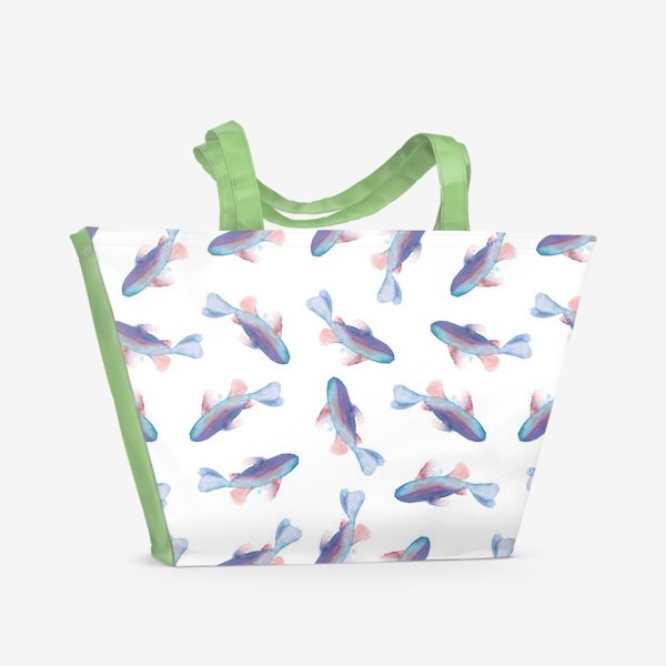 Пляжная сумка «Акварельный паттерн с рыбками»