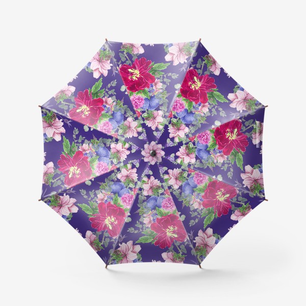 Зонт «Яркие цветы на фиолетовом фоне»