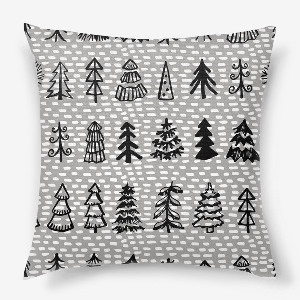Подушка «Графический паттерн с новогодними елками»