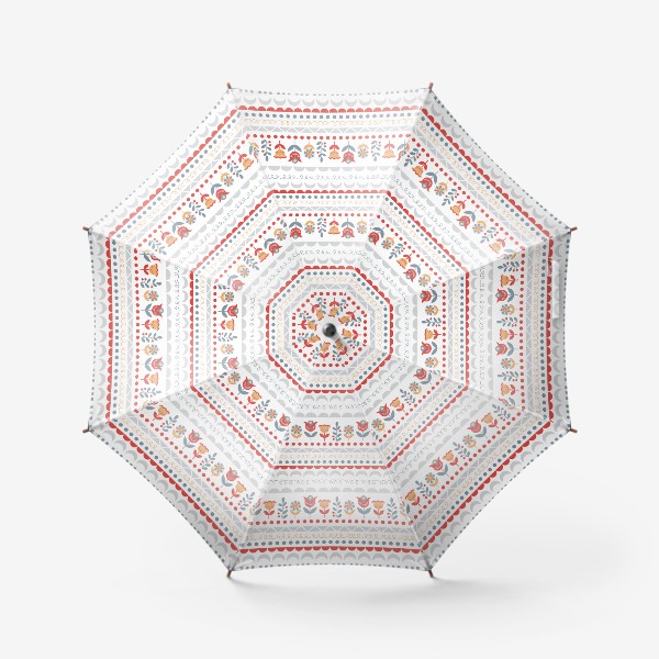 Зонт «Декоративный паттерн в скандинавском стиле с цветами и узорами»