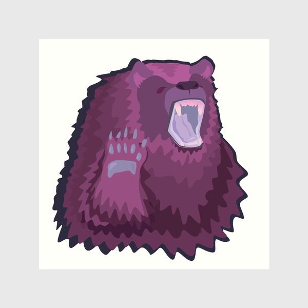 Шторы «Суровый фиолетовый медведь»