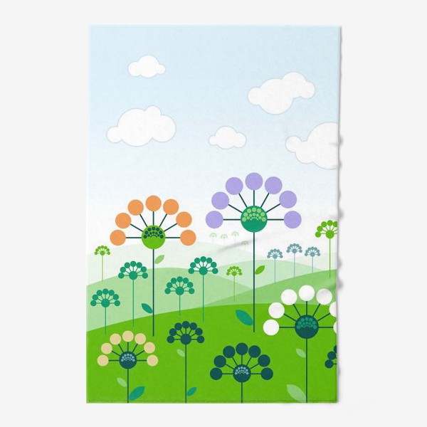 Полотенце «пейзаж с цветами»