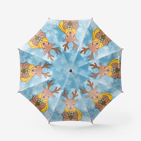 Зонт «Олененок с букетом цветов»
