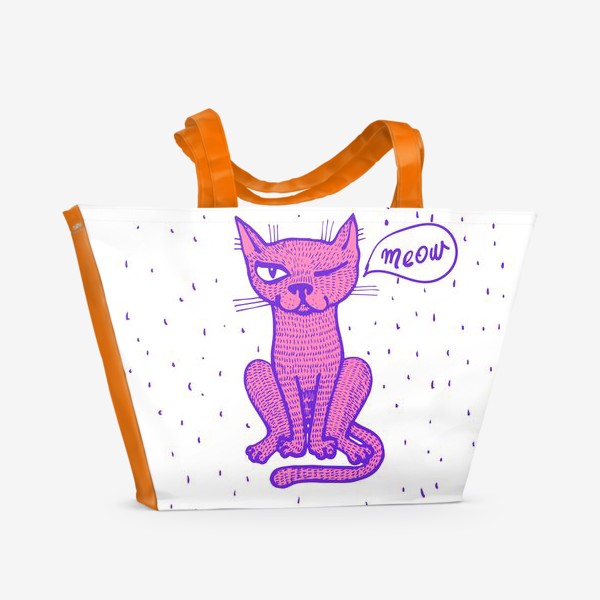 Пляжная сумка «подмигивающий кот»