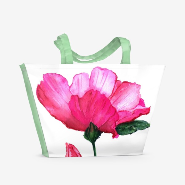 Пляжная сумка «Акварельный красный цветок»