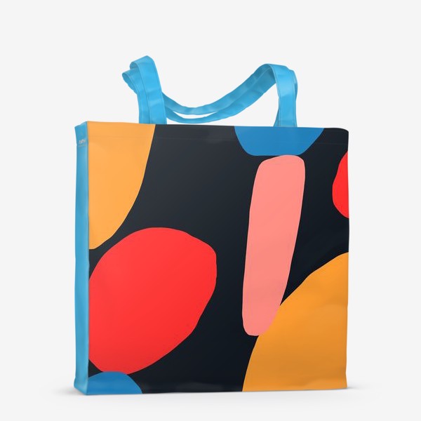 Сумка-шоппер «Яркая абстракция с разноцветными фигурами на темном фоне»