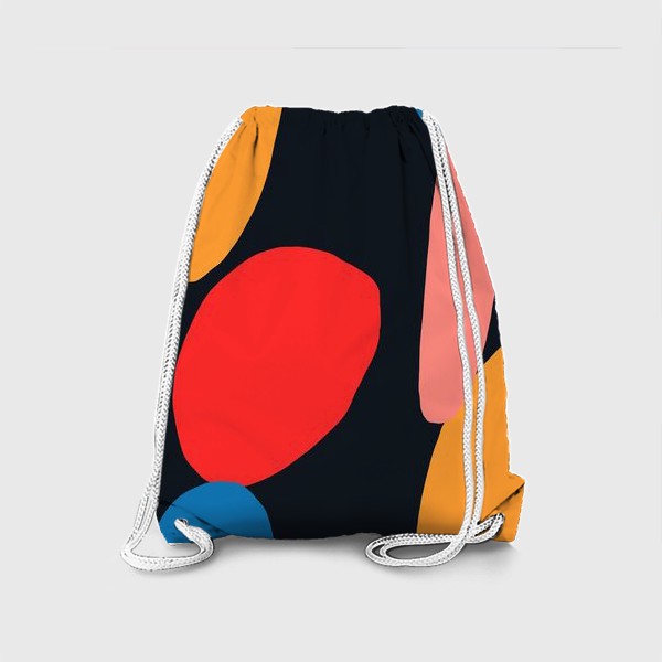 Рюкзак «Яркая абстракция с разноцветными фигурами на темном фоне»