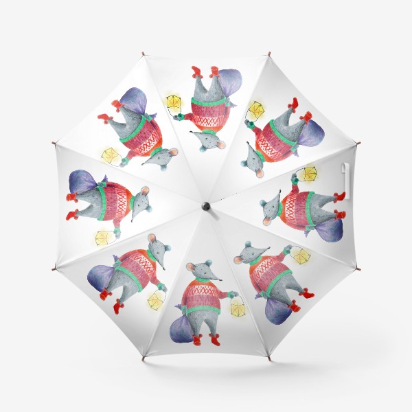 Зонт «Мышонок с фонарем и мешком подарков»