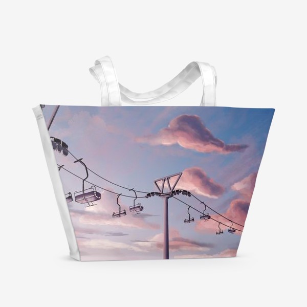 Пляжная сумка «Канатная дорога, Закат, Небо»