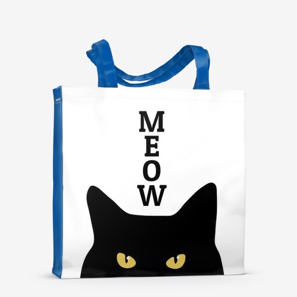Сумка-шоппер «Чёрный кот с надписью "meow"»