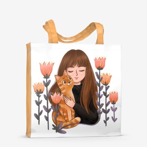 Сумка-шоппер «Девушка с рыжим котом»