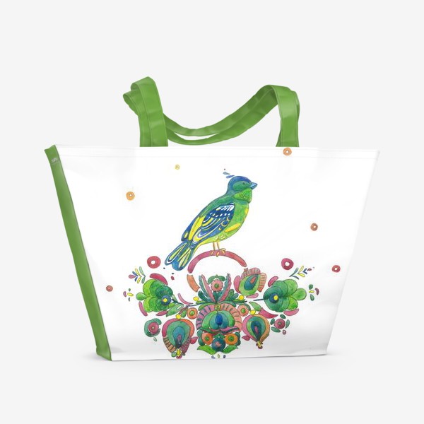Пляжная сумка «Птица зеленая»