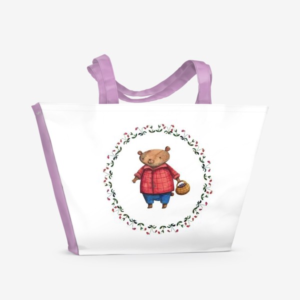 Пляжная сумка «Мишка и ягоды»