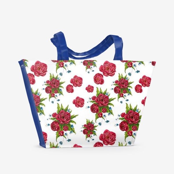 Пляжная сумка «красные цвето4ки»