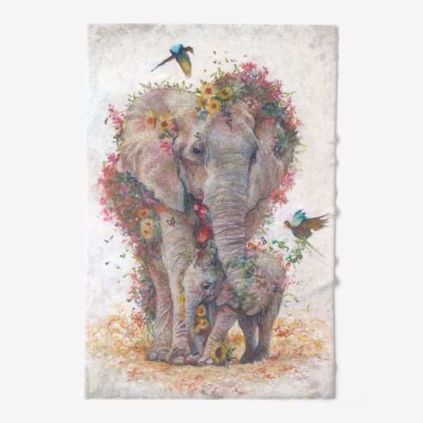 Полотенце «Цвет африки, слоны, цветы»