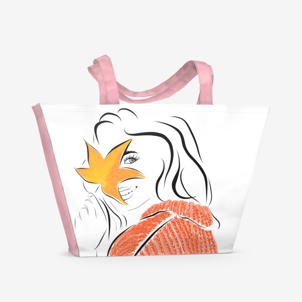 Пляжная сумка «Девушка с листом»